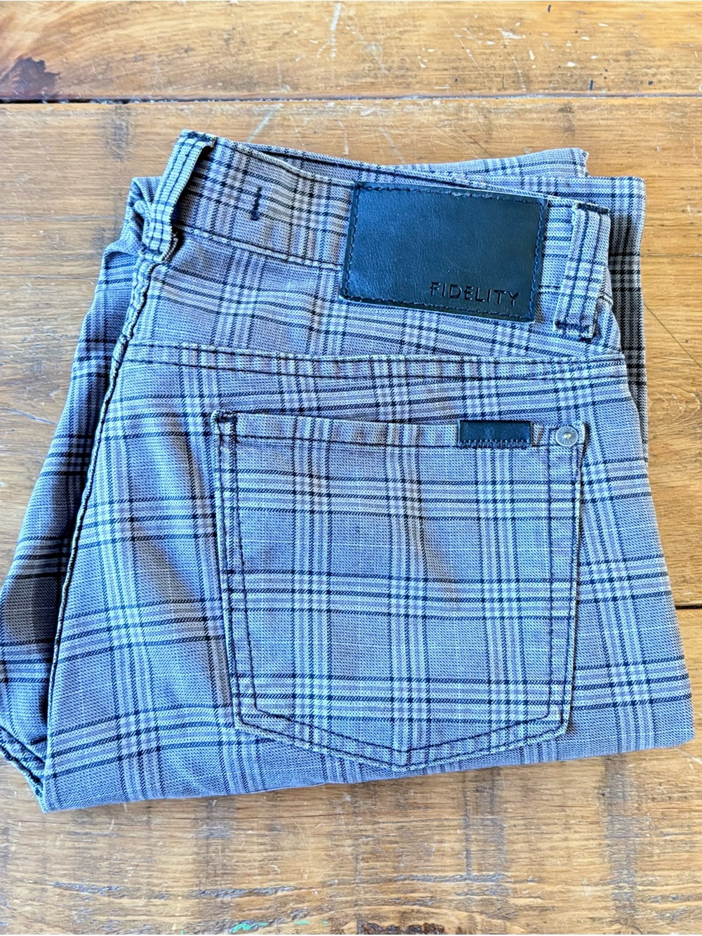 Fidelity Plaid Pants in Gray and Black, 31 waist (made in USA)